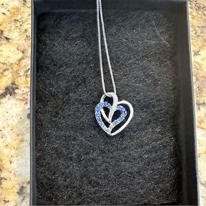 Sapphire , Aquamarine & diamond 💎 💙🩵double Hearts necklace